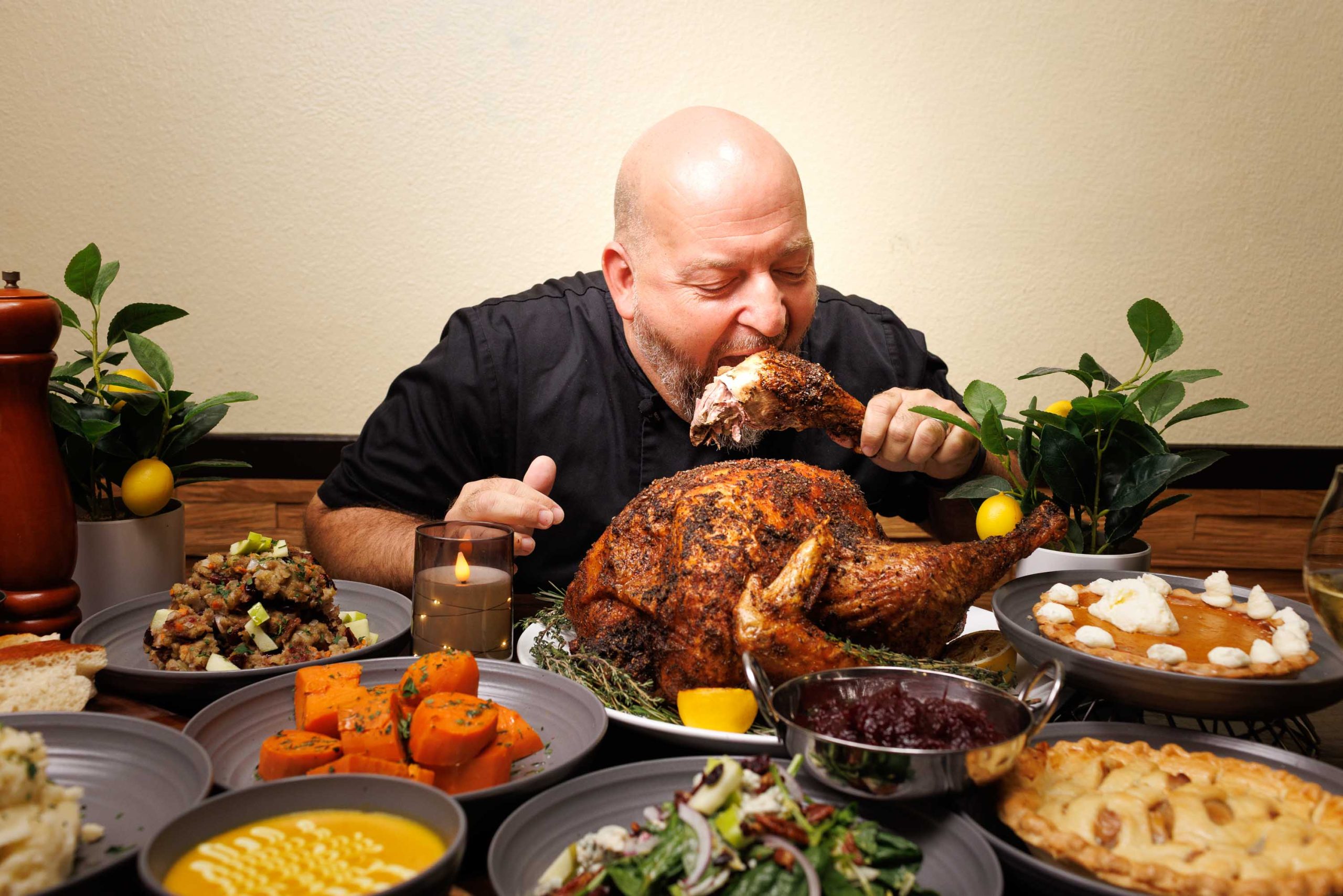 Charlie Enjoying Thanksgiving Dinner